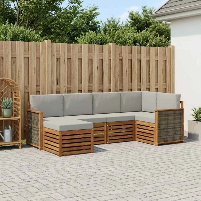 vidaXL Sektionalsofa 5-pces Naturgrå & Lysegrå