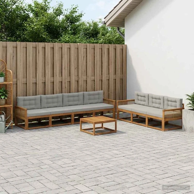 vidaXL Udendørs Sofagruppe 8 pc Naturlig/Lys Grå