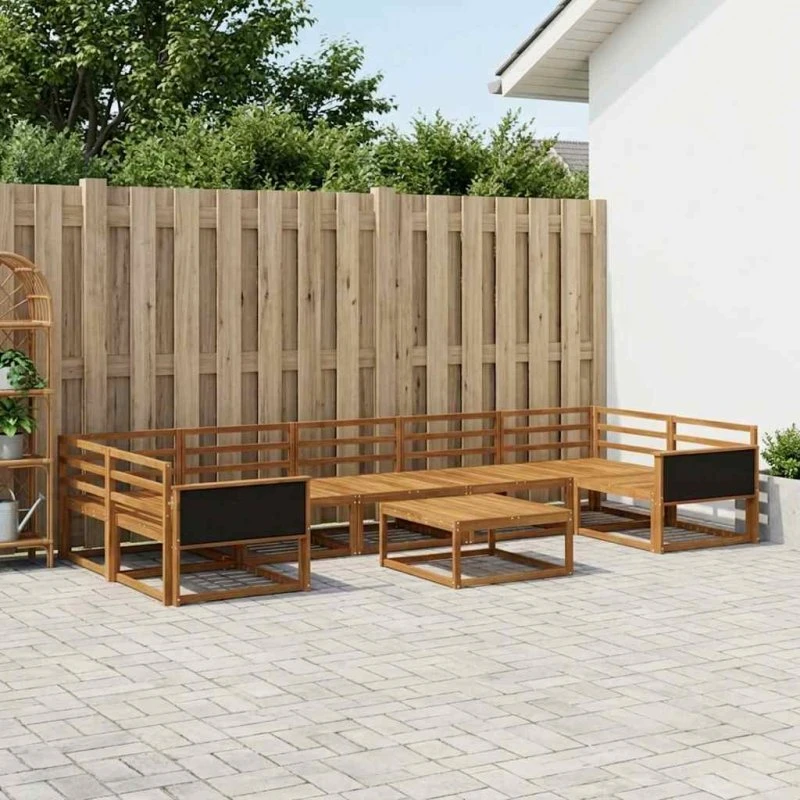 vidaXL Udendørs Sofagruppe 8 pc Naturfarvet Akacietræ