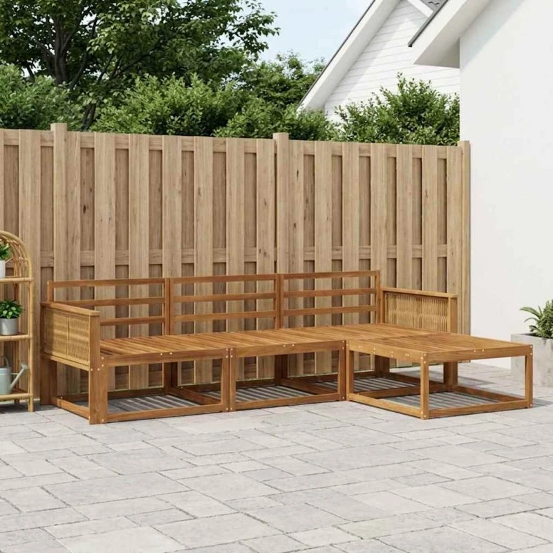 vidaXL Udendørs Sofagruppe 4-pcs Naturfarvet Akacietræ