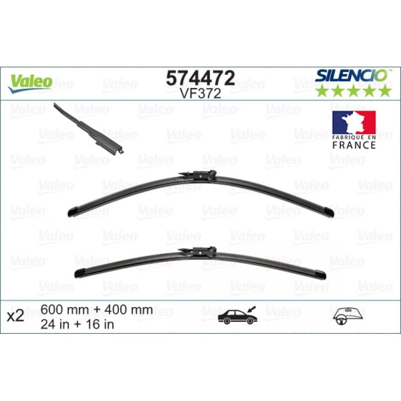VALEO Viskerblad Silencio 600/400 mm, 574472, til BMW, Alfa Romeo, Alpina