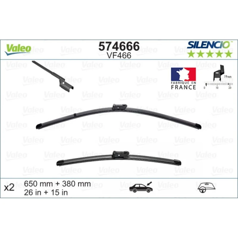 VALEO Viskerblad 574666 for FORD Fiesta VI (650/380 mm)