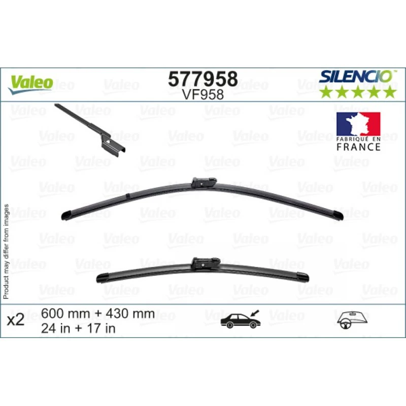 VALEO Viskerblad Silencio 600/430 mm, 2 stk, til OPEL, FIAT, TOYOTA