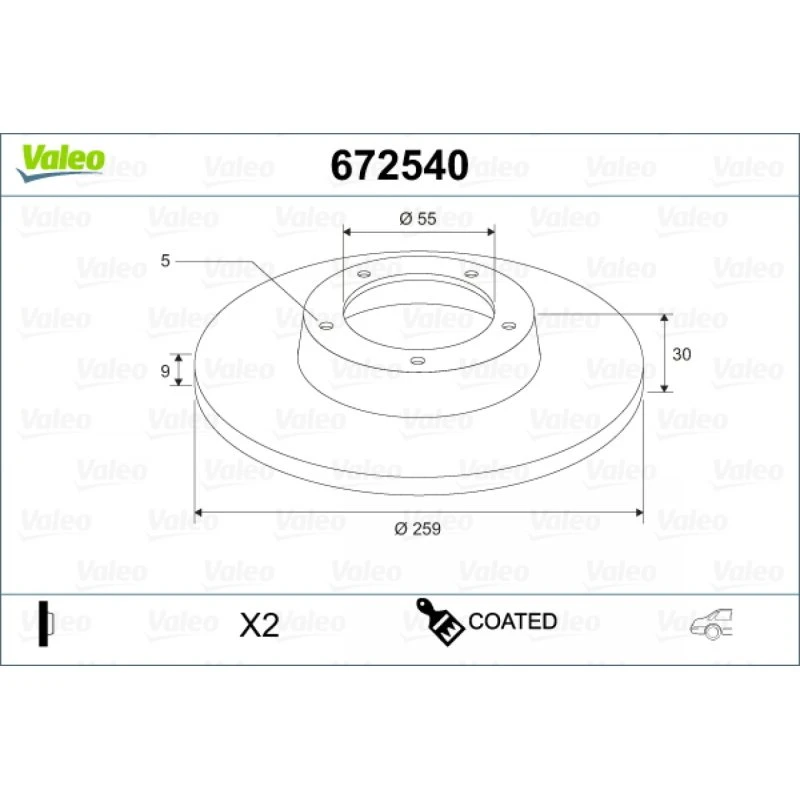 VALEO 672540 Bremseskive for Lexus CT, Subaru Trezia, Toyota Prius