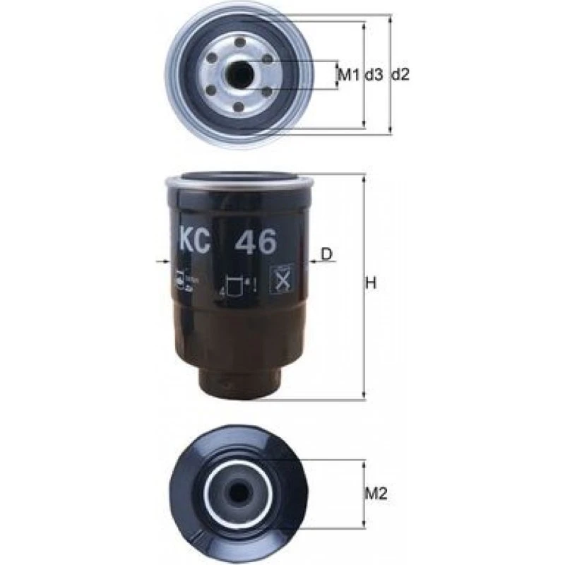MAHLE Brændstoffilter KC 46, 88 mm, M20x1,5, til VW, Opel, Hyundai