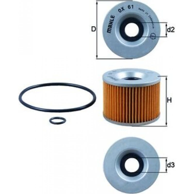 MAHLE ORIGINAL OX 61D Oliefilter, 77 mm, 56 mm høj