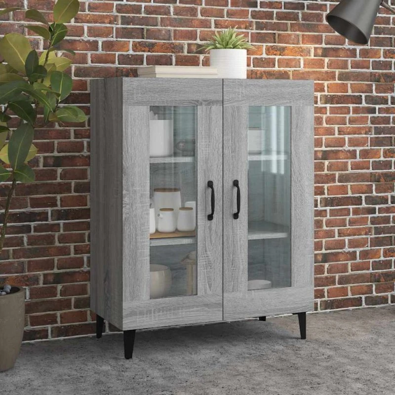 vidaXL Skænk 69,5x34x90 cm Konstrueret Træ Grå Sonoma-Eg