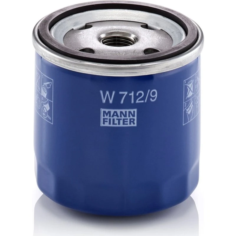 MANN-FILTER Oliefilter W 712/9, 74 mm, M16x1.5, til PEUGEOT/CITROËN