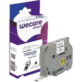 Wecare connect Mærkattape 1,2 cm x 8 m – Hvid med sorte bogstaver