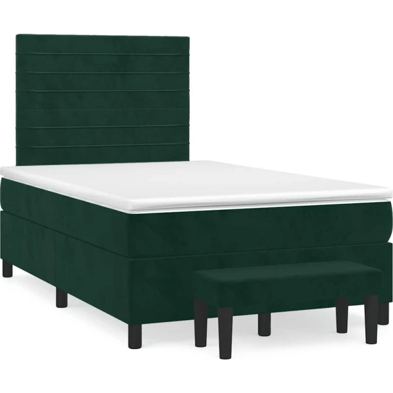 vidaXL Kontinentalseng 120x190 cm mørkegrøn velour med justerbart hovedgærde