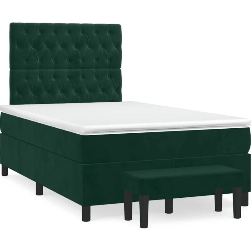 vidaXL Kontinentalseng 120x190 cm med madras mørkegrøn velour