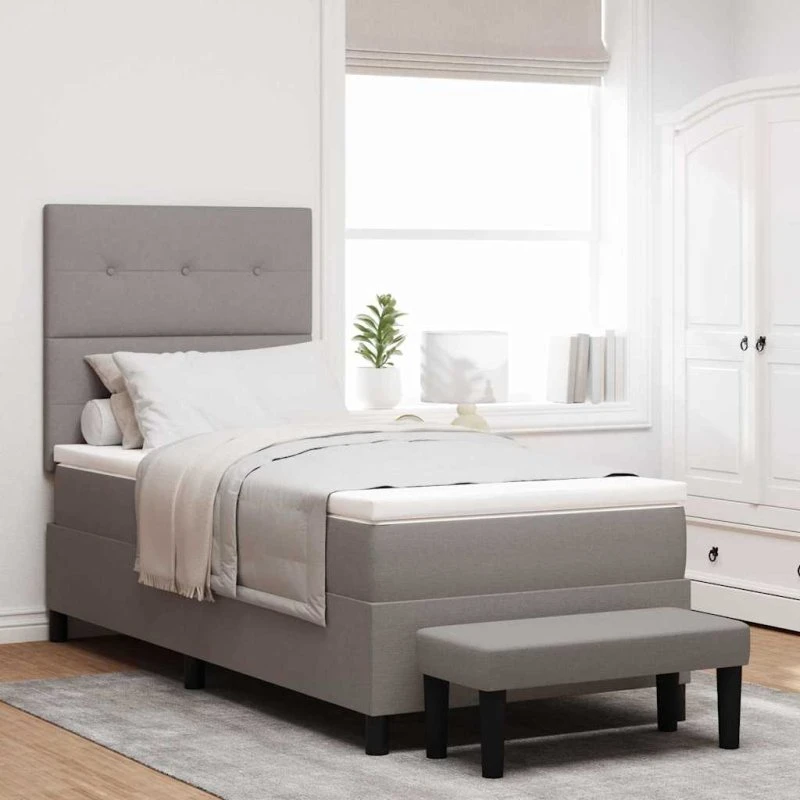 vidaXL Boxspring Seng Gråbrun 80x200 cm med Justerbar Hovedgærd