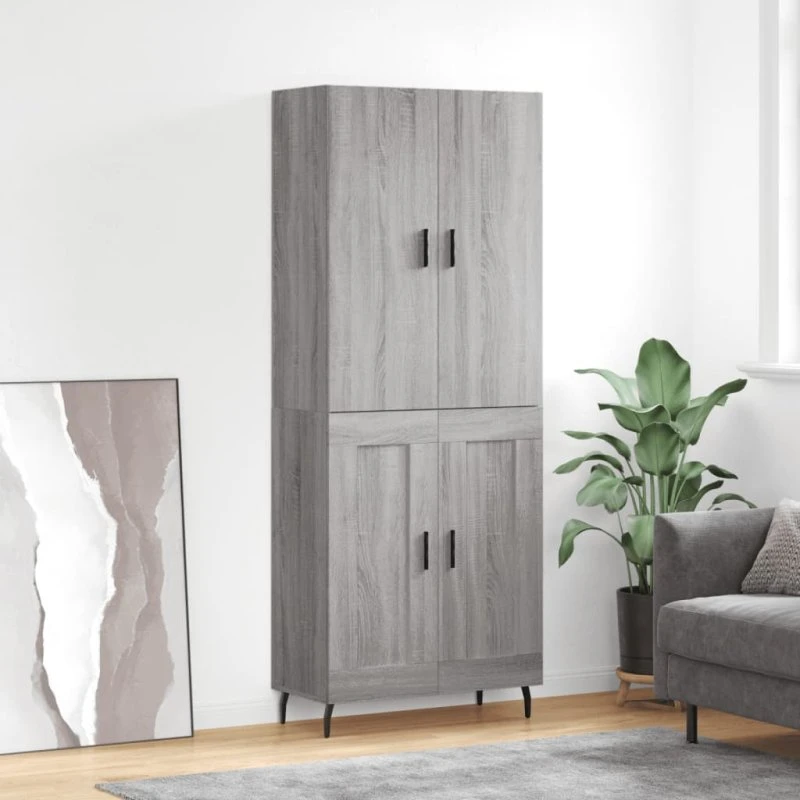 vidaXL Højskab 69,5x34x180 cm Konstrueret Træ Grå Sonoma-Ege
