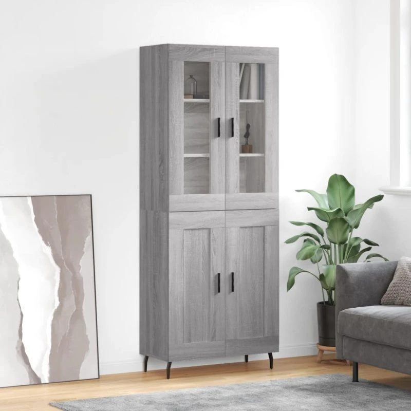 vidaXL Højskab 69,5x34x180 cm Konstrueret Træ Grå Sonoma-Eg