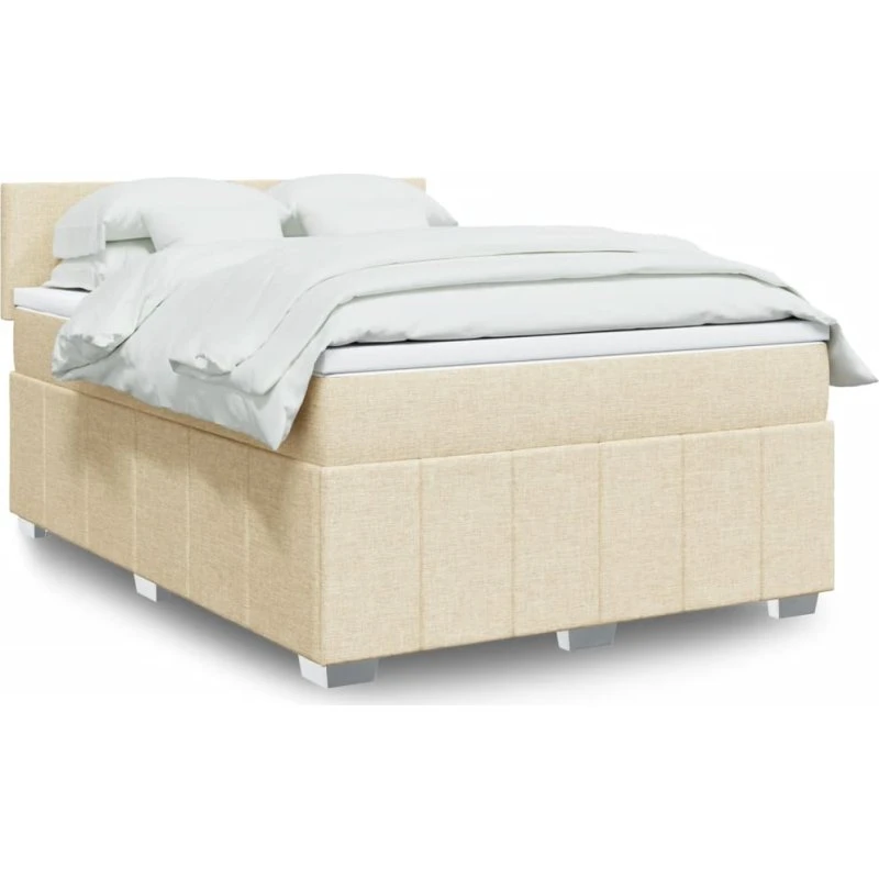 vidaXL Kontinentalseng 140x200 cm Creme med Pocketfjedermadras