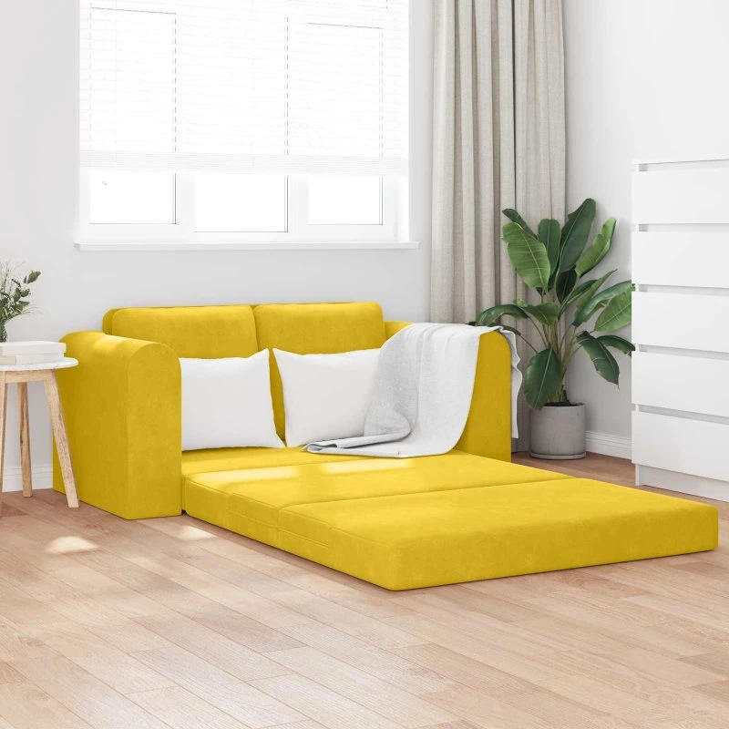 vidaXL Sovesofa Gul 148 x 71 x 83 cm Fløjl