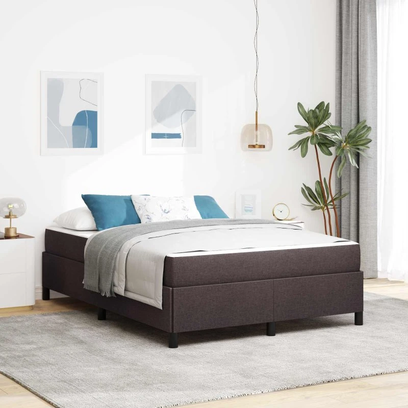 vidaXL Box Spring Seng Mørk Brun 140 x 190 cm Stof