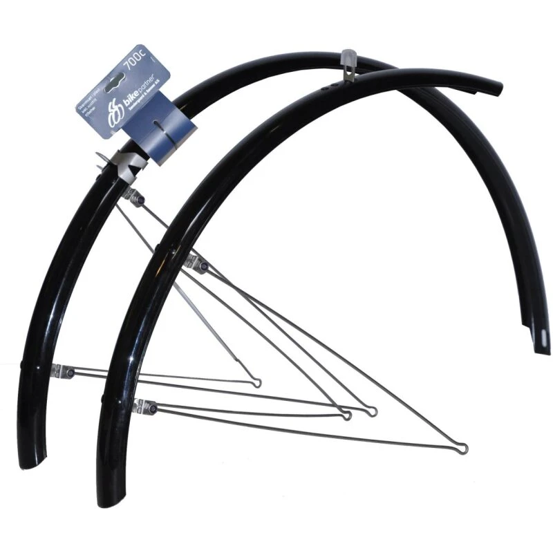 BikePartner Skærmsæt 700c x 33 mm, sort – rustfri stivere