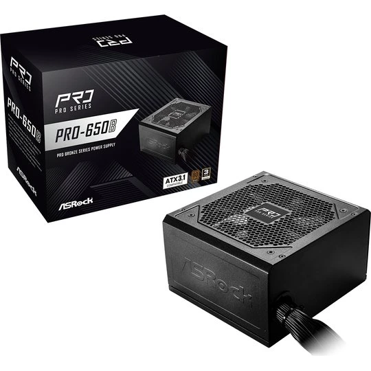 Asrock PRO-650B 650W 80 PLUS Bronze, Sort