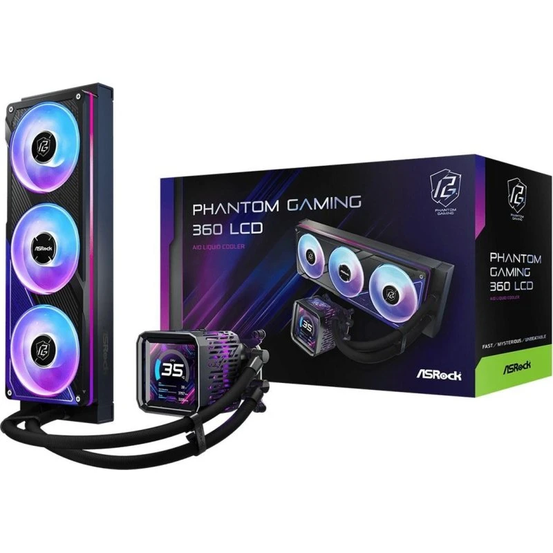 ASRock Phantom Gaming 360 LCD AIO CPU-vandkøler, sort, 360 mm