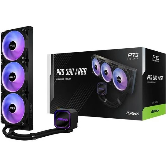 ASRock Pro 360 ARGB 360 mm CPU-vandkøler, sort