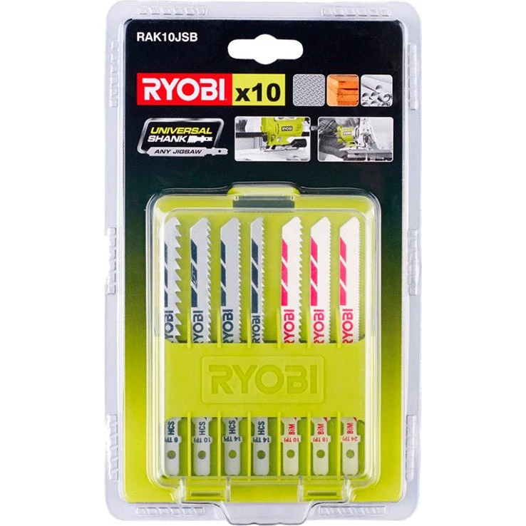 Ryobi RAK10JSB Stiksavklinger 10 dele (Træ/Metal/Rør)