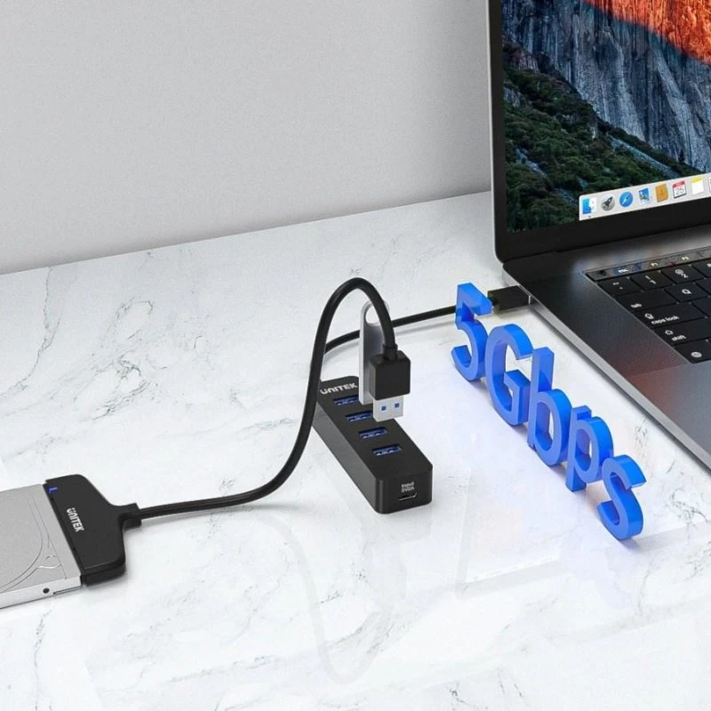Unitek H1117A USB-hub 4x USB-A 3.1 Gen 1, sort, aktiv 10 W