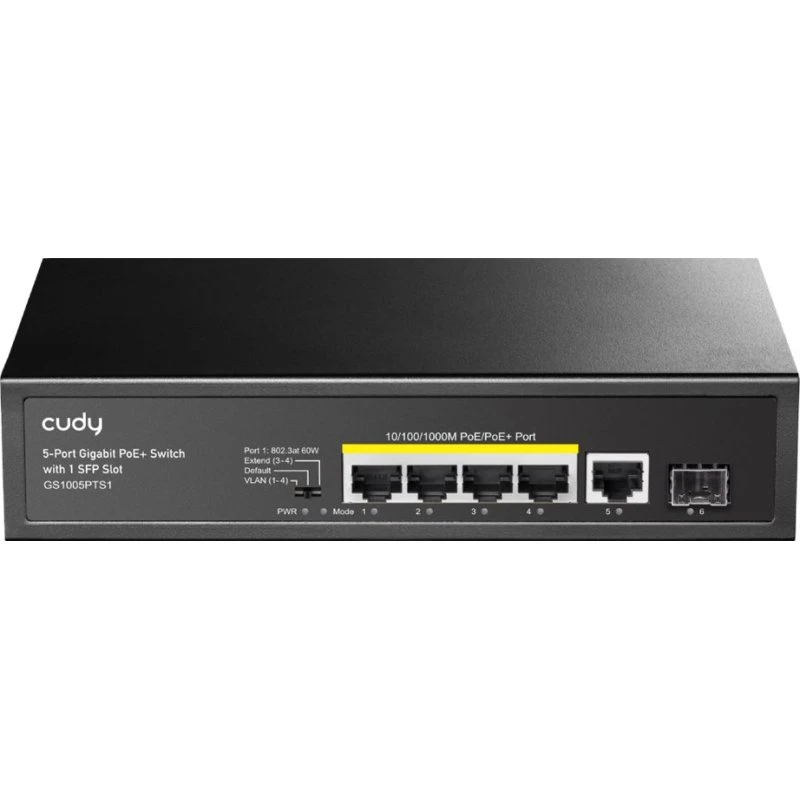 Cudy GS1005PTS1 5-Port Gigabit PoE+ Switch med SFP-slot
