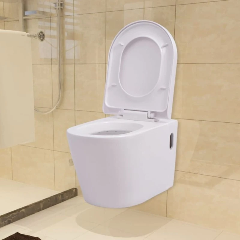 vidaXL Væghængt Toilet Keramisk Hvid