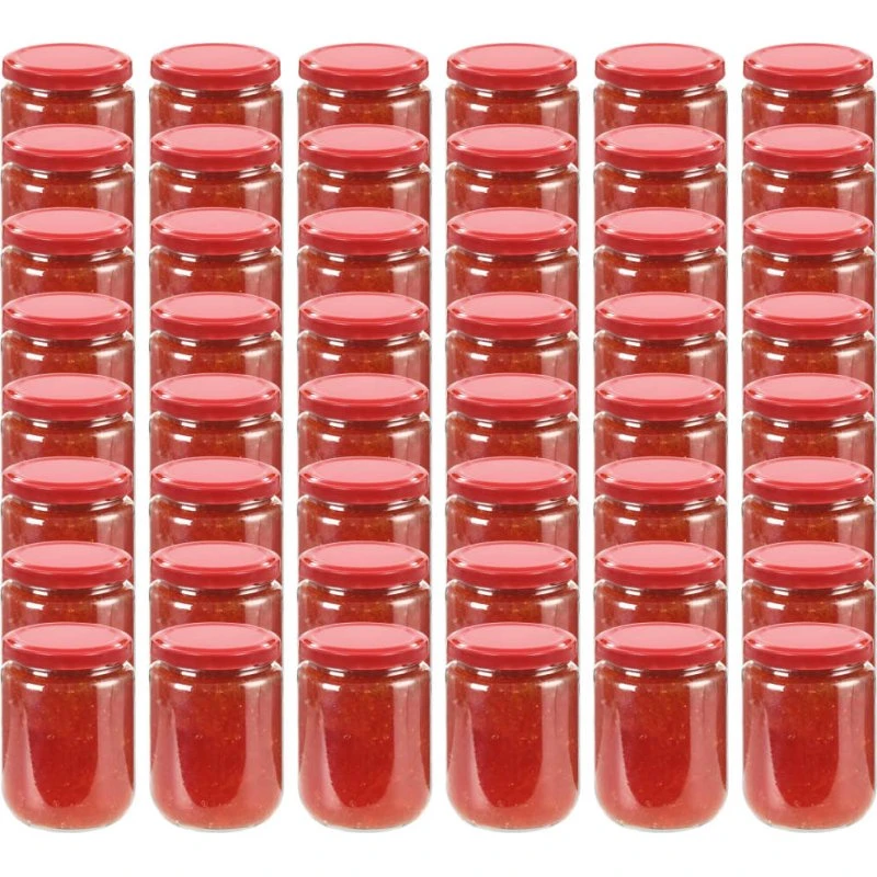 vidaXL syltetøjsglas 48 stk. røde låg 230 ml