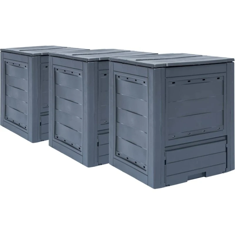 vidaXL Kompostbeholdere 3 stk. 60x60x73 cm, 780 l, grå