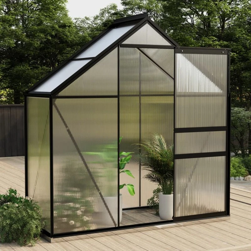 Aluminium Drivhus 1,33 m² Antracitgrå 190x190x202 cm