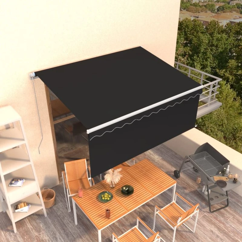 vidaXL Markise 3x2,5 m med Gardin, Manuel Betjening, Antracitgrå