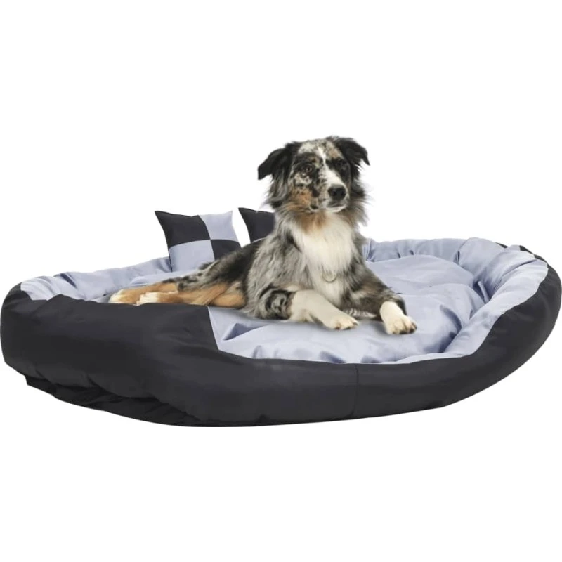 vidaXL Hundepude 150x120x25 cm Vendbar og Vaskbar Grå og Sort