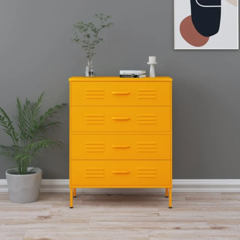 vidaXL Kommode 80x35x101,5 cm Sennepsgul