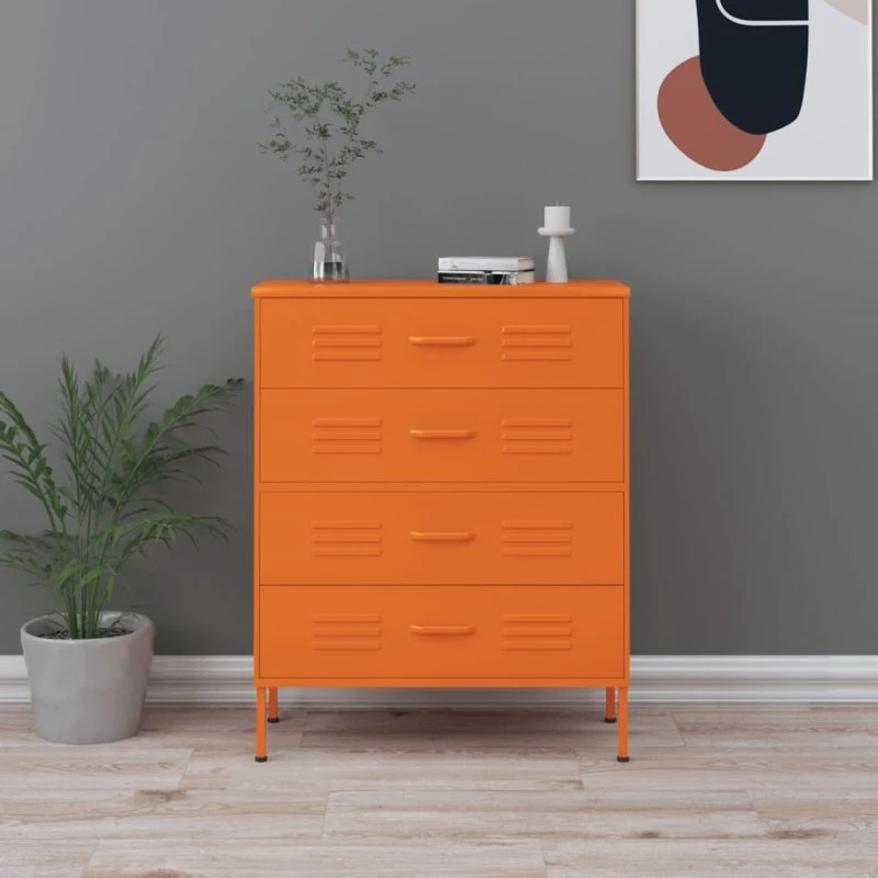 vidaXL Kommode 80x35x101,5 cm Orange – Robust Stålkommode med Skubbe