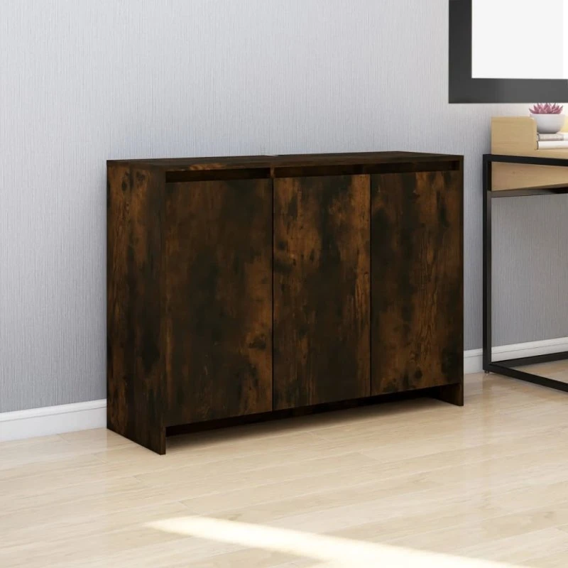 vidaXL Skænk 102x33x75 cm røget egetræsfarve konstrueret træ