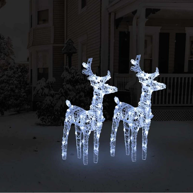 vidaXL Julerensdyr 2 stk. 80 LED'er Akryl Koldt Hvidt Lys