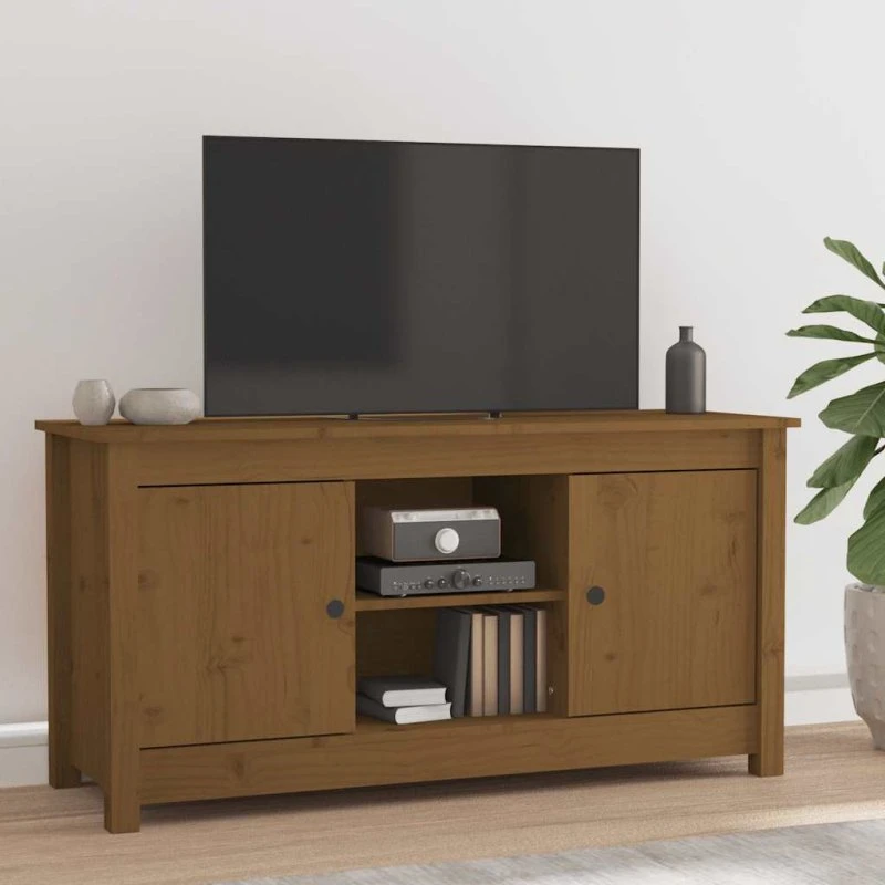 vidaXL tv-bord 103x36,5x52 cm i massivt fyrretræ gyldenbrun