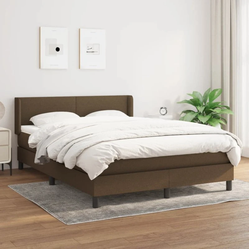 vidaXL Kontinentalseng med Madras 140x190 cm Mørkebrun