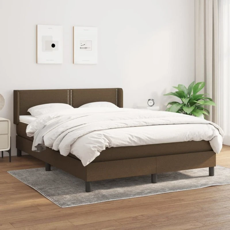 vidaXL Kontinentalseng 140x190 cm mørkebrun med madras og justerbar sengegavl