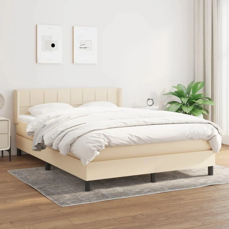 Blok Kontinentalseng med Madras, 140x190 cm, Creme