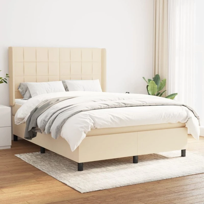 vidaXL Kontinentalseng med Madras 140x190 cm Creme
