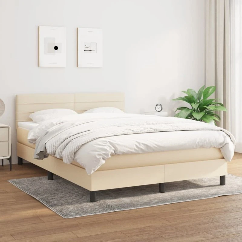 vidaXL Kontinentalseng 140x190 cm Creme med Pocketfjedre