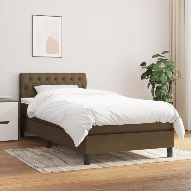 vidaXL Kontinentalseng 90x190 cm mørkebrun med justerbar gavl og pocketfjedresmadras