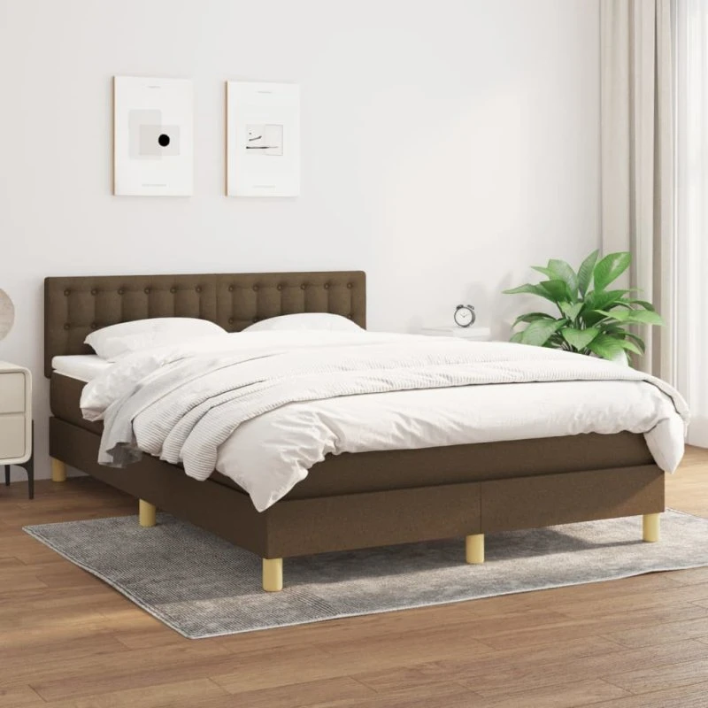 vidaXL Kontinentalseng med Madras 140x190 cm, Mørkebrun
