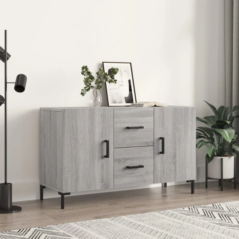 vidaXL Skænk 100x36x60 cm Konstrueret Træ Grå Sonoma-eg