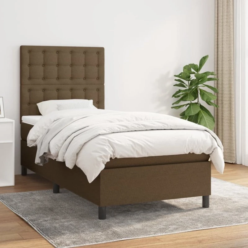 vidaXL Kontinentalseng 90x190 cm mørkebrun med madras