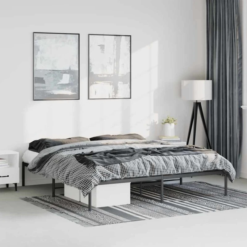vidaXL Sengeramme 183x213 cm metal sort