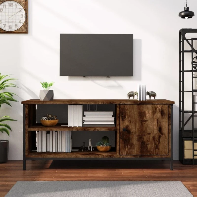 vidaXL tv-bord 100x40x45 cm røget egetræsfarve konstrueret træ